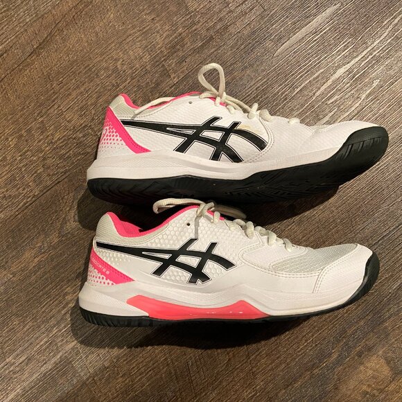 ASICS GEL DEDICATE 8 PICKLEBALL SNEAKERS WHITE/BLK/PINK Size 8.5 - Picture 5 of 8